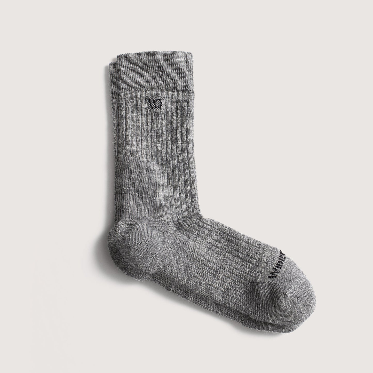 Flat socks, featuring black logo, with light gray body --Black/Light Gray/Denim