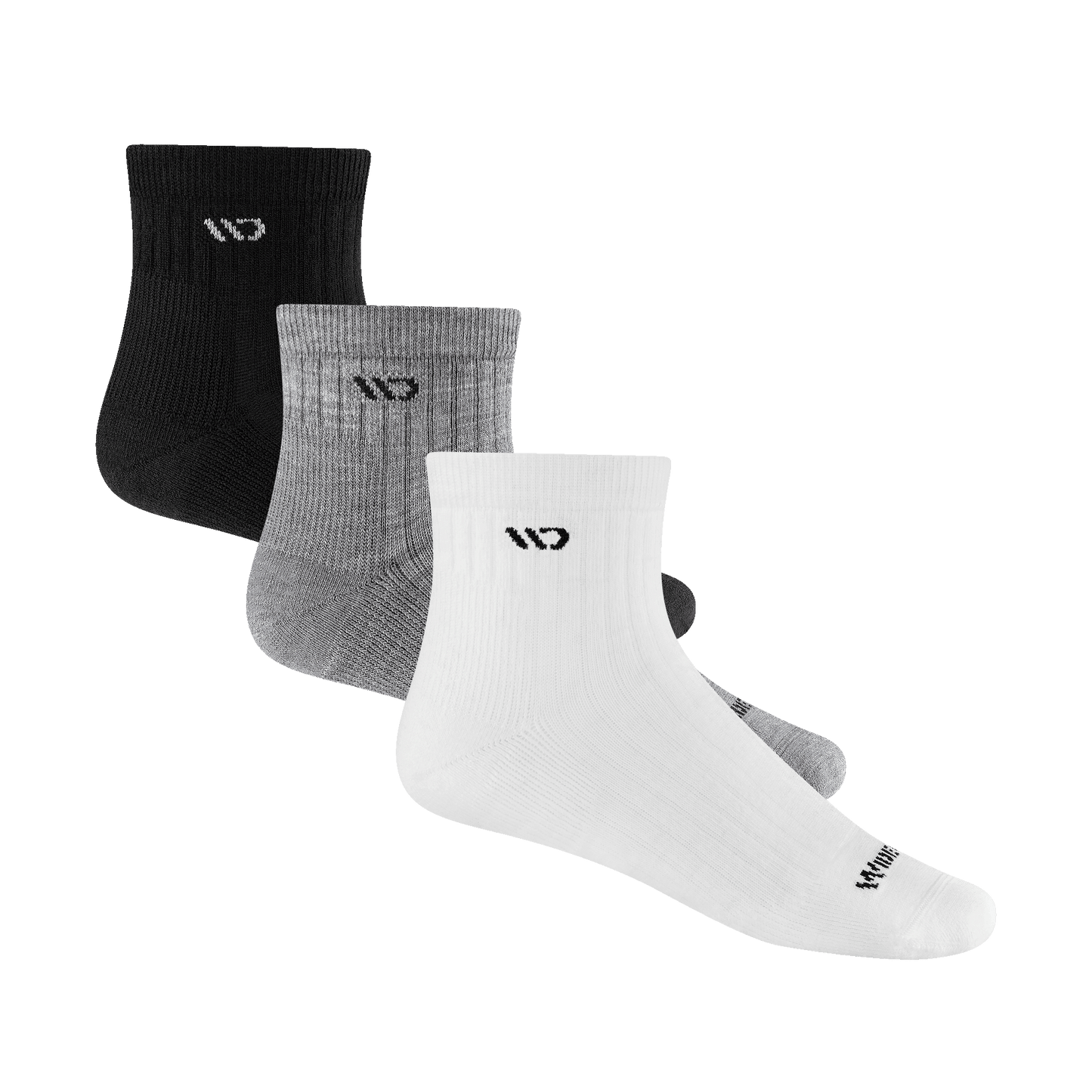 bundle image of the 9004 quarter cushioned socks in-- Black/Gray/White