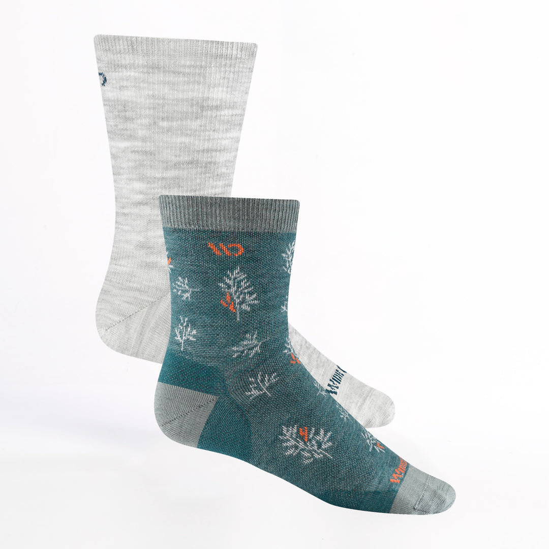 Bundle image of the 9513 Solid lightweight crew in ash colorway and the 9503 foliage micro crew in teal colorway