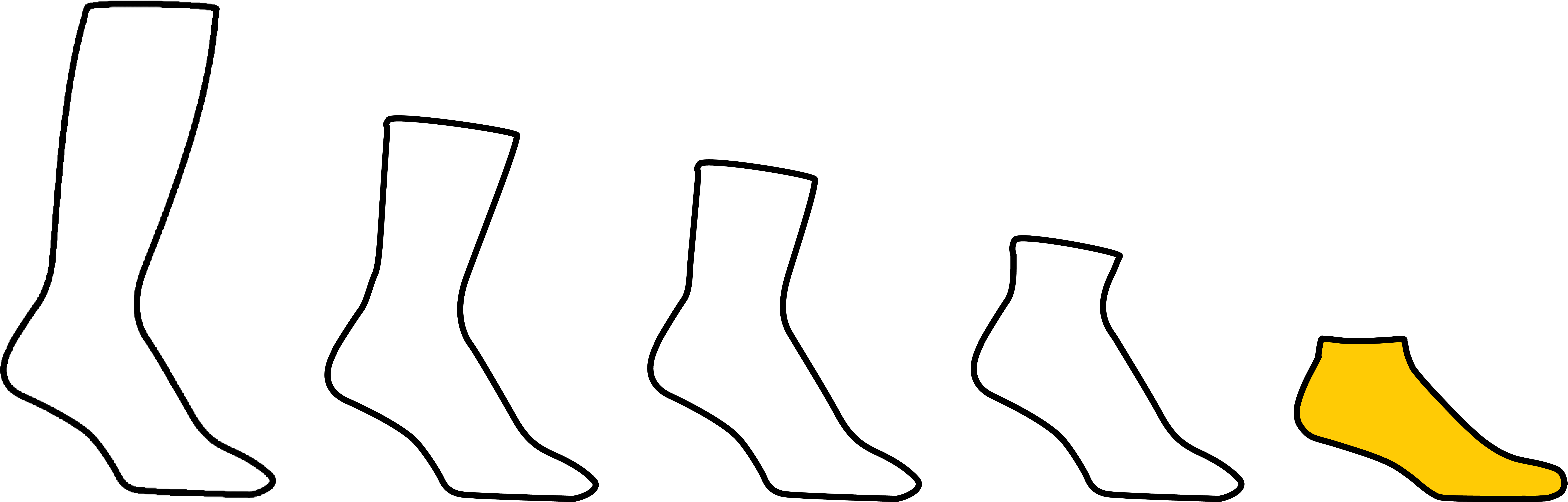 Chart of all sock height icons highlighting the ankle sock height icon