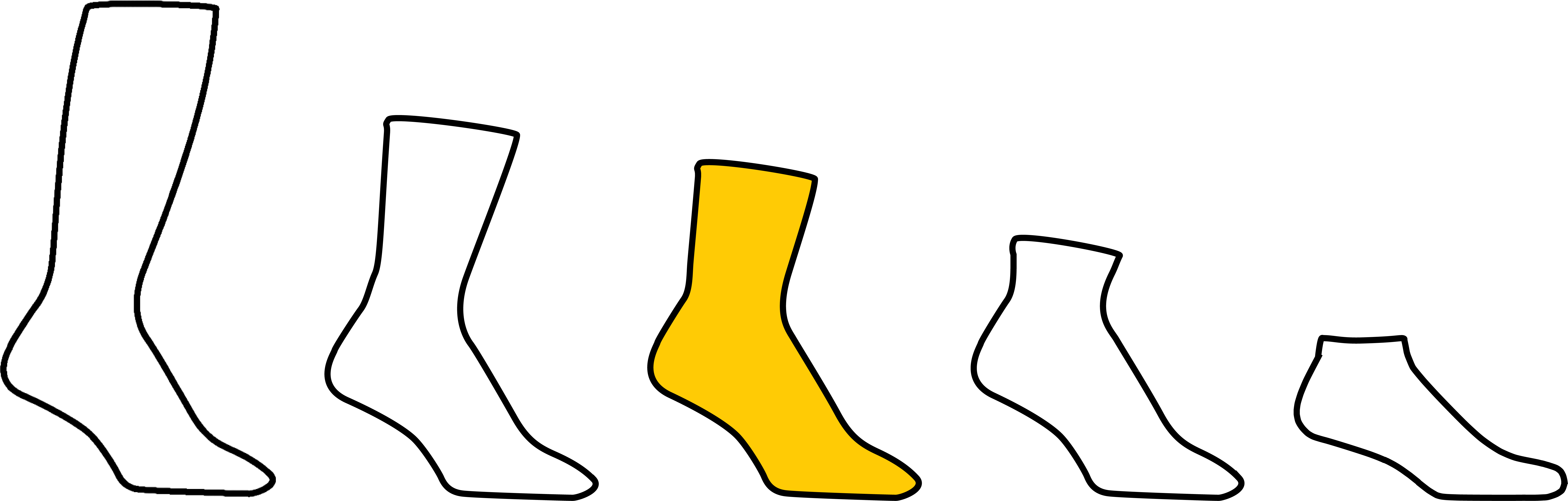Chart of all sock height icons highlighting the micro crew sock height icon