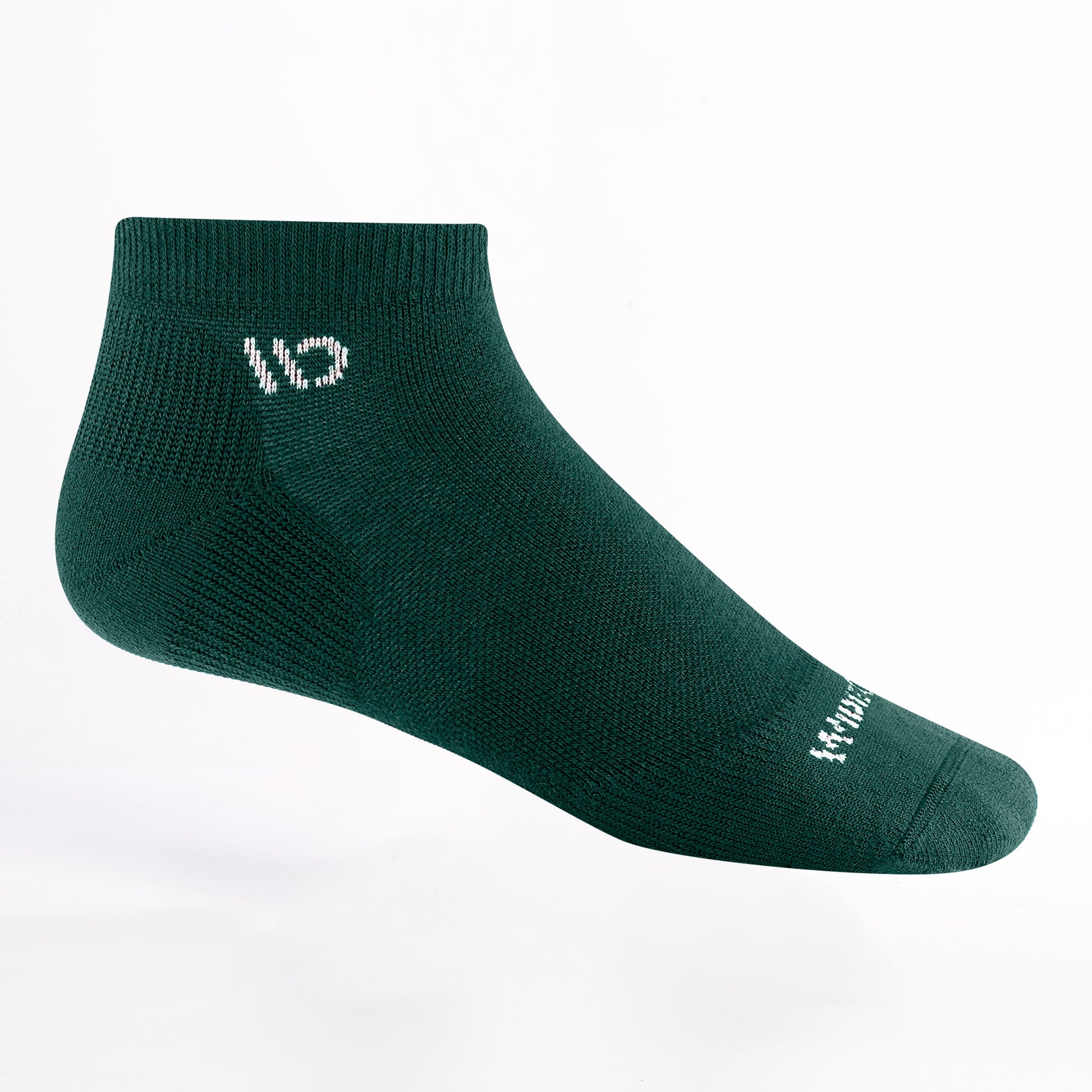 9000 Solid no show sock in spruce featuring white logo on toes and ankle