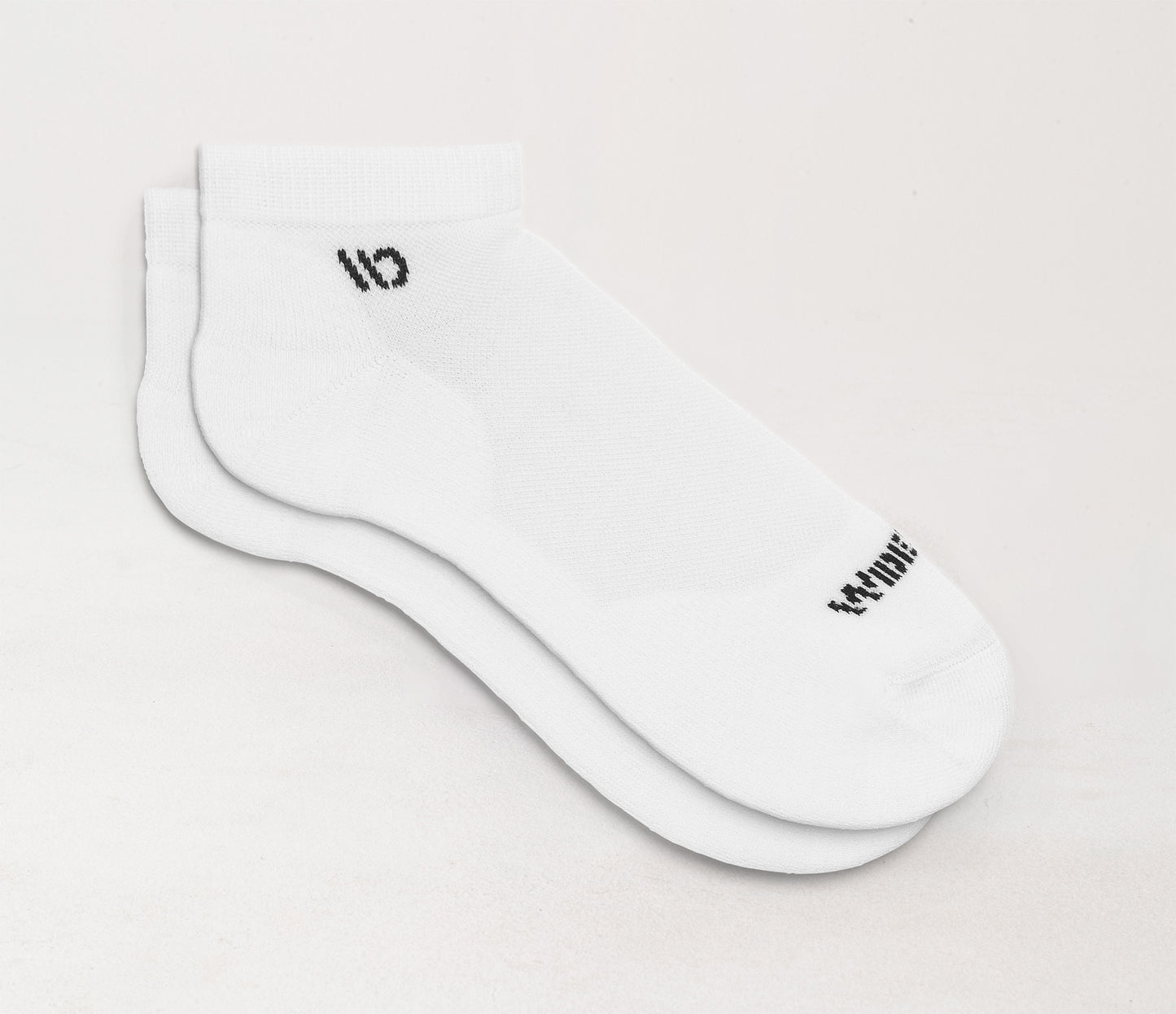 Flat socks, featuring Black logo, with White body --White