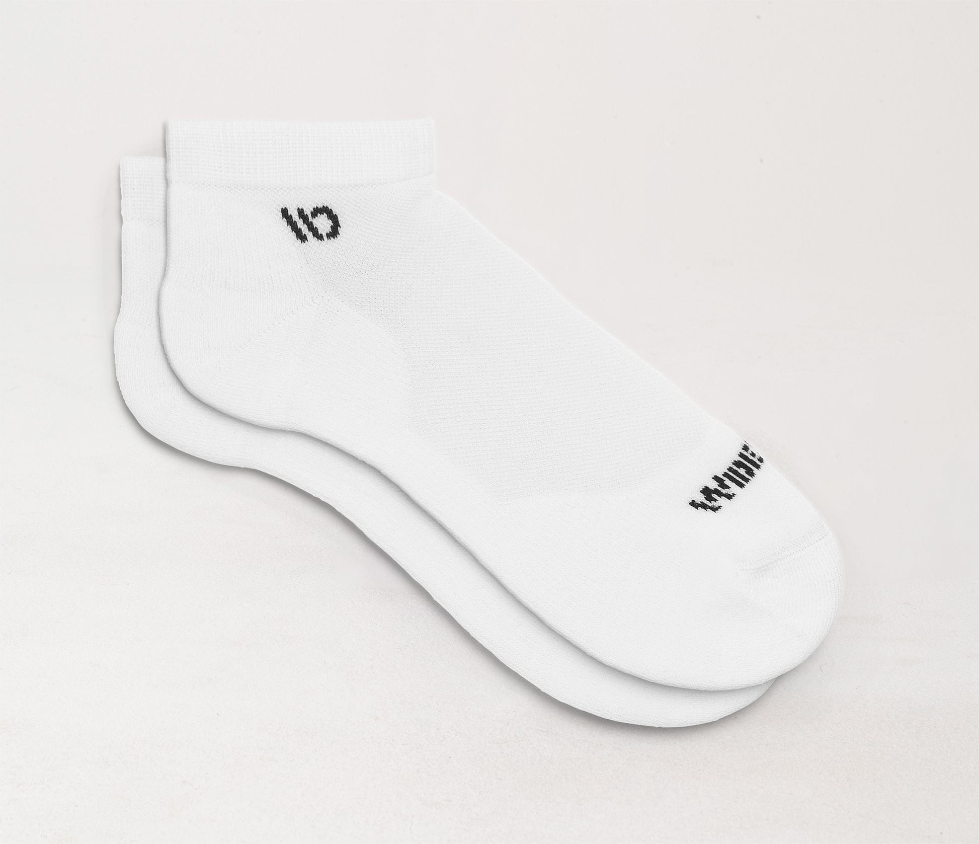 Flat socks, featuring Black logo, with White body --White