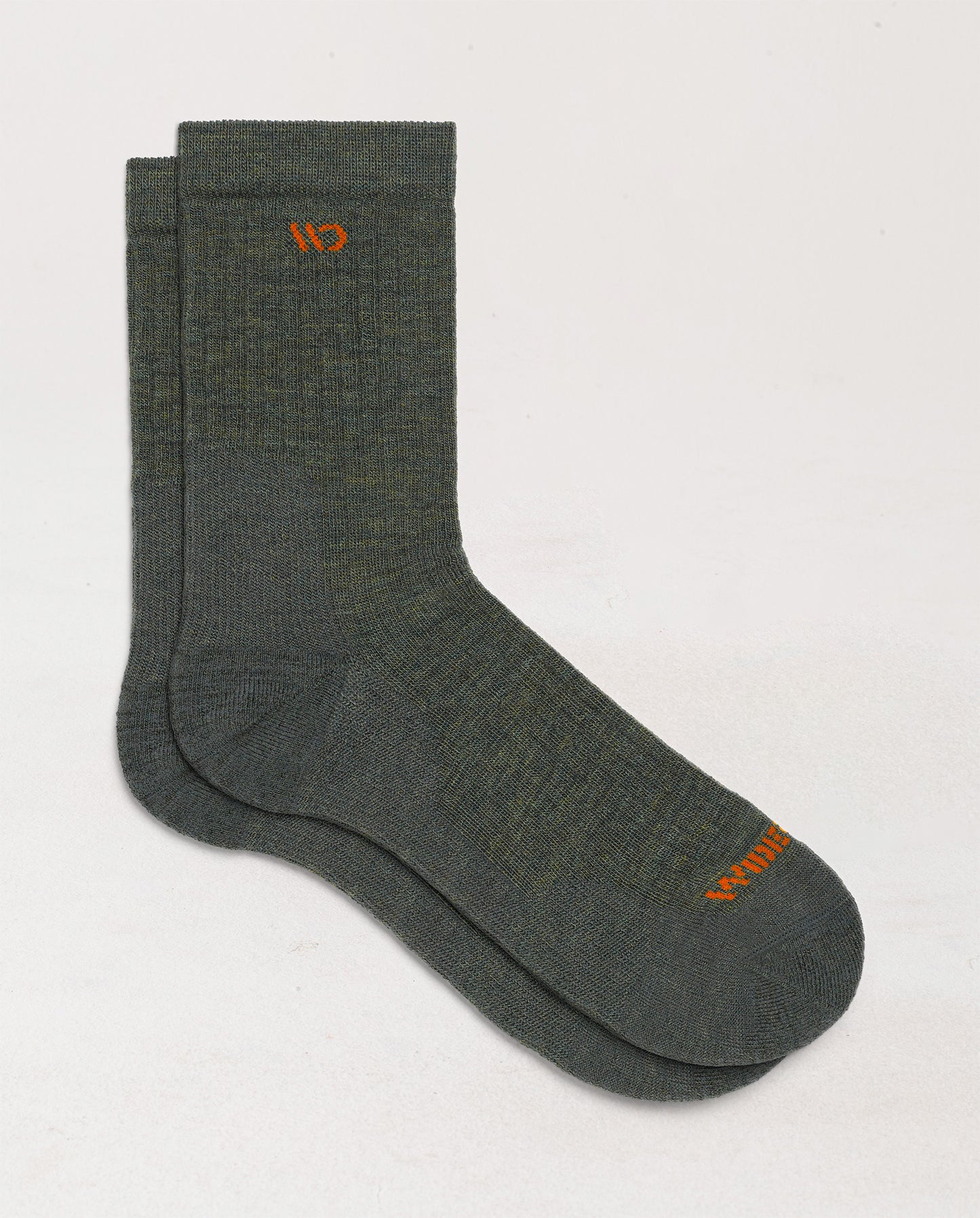 Flat socks, featuring orange logo, with forest green body --Forest