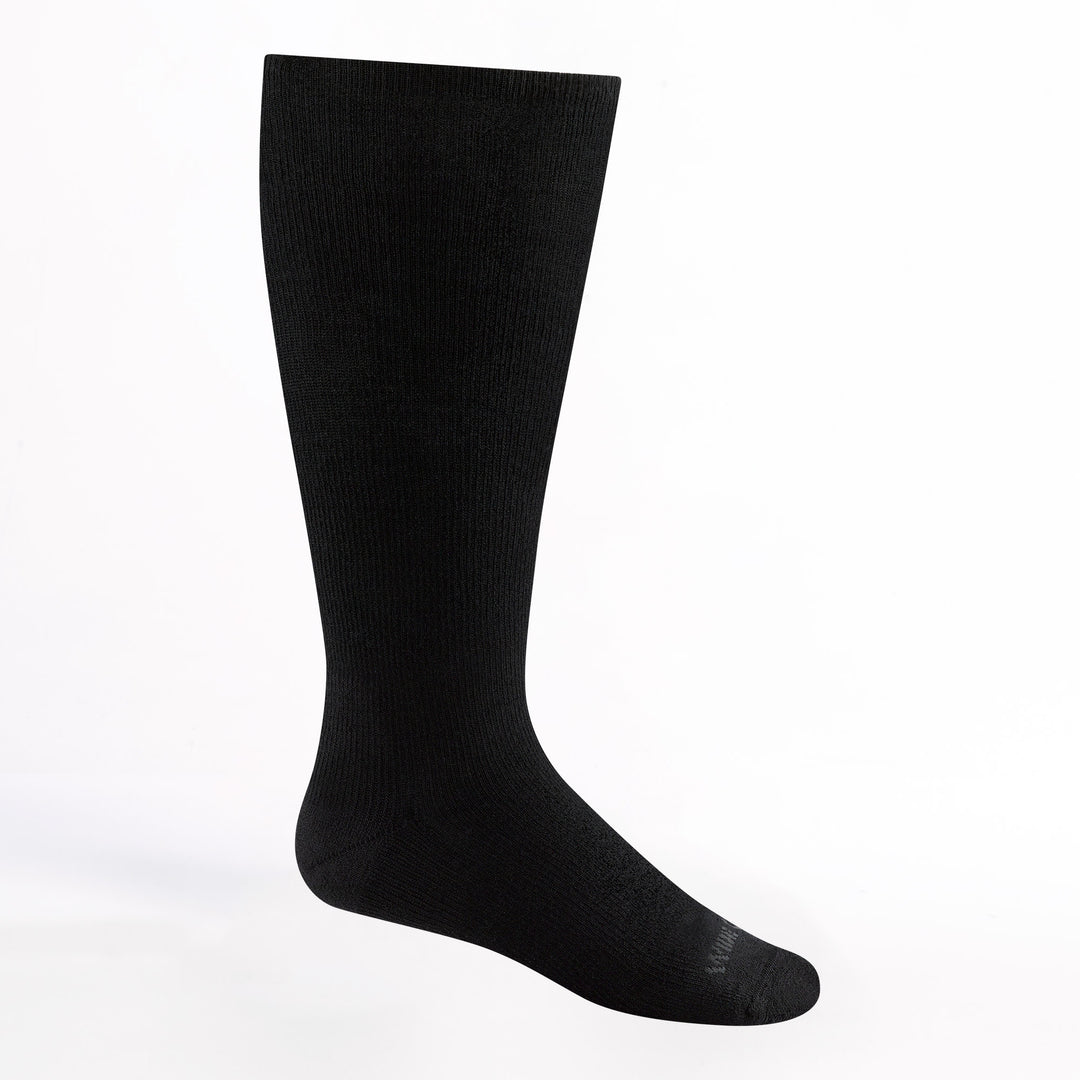 9017 Men's Solid Cushioned Knee High in Black with black body and Gray logo
