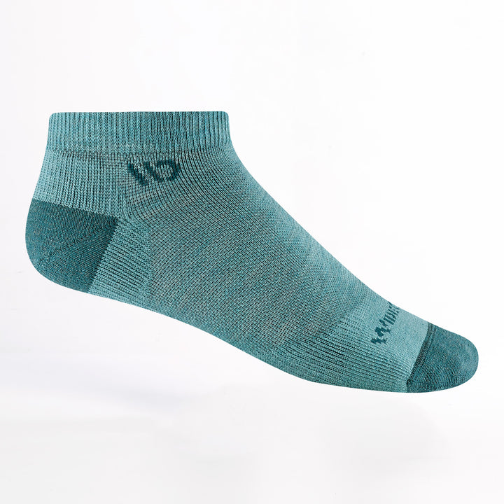9500 No Show Sock in Light teal featuring a Teal heel/toe and logo with a teal body