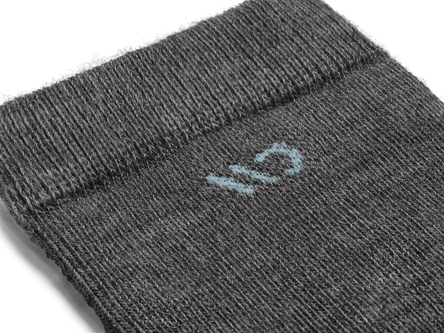 Detail featuring a light blue logo and gray body