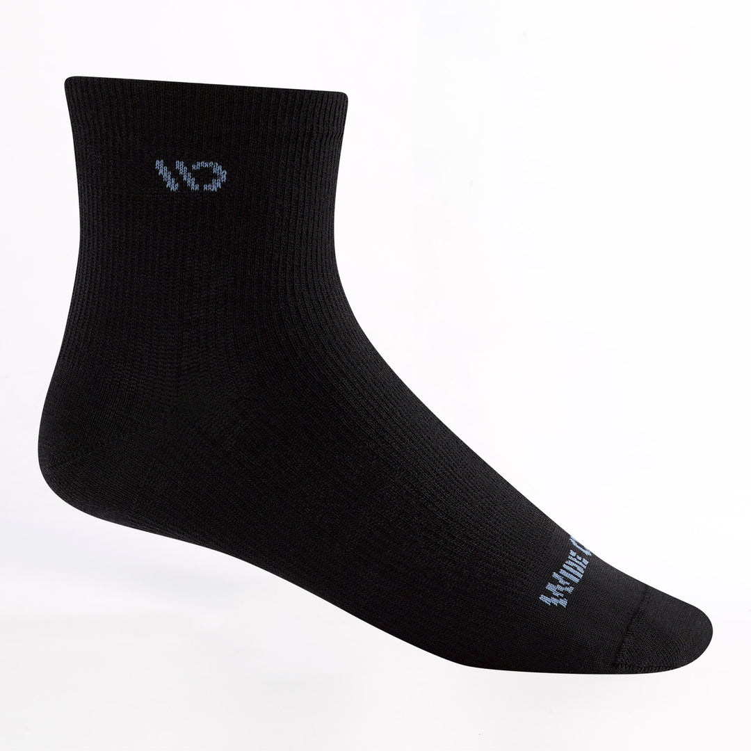 Women's Quarter lightweight no cushion in black featuring light blue logo