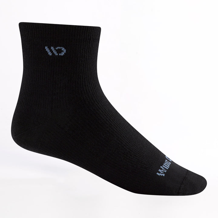 Women's Quarter lightweight no cushion in black featuring light blue logo