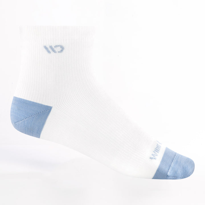 9515 Women's Solid Lightweight Quarter in White with white body and light blue heel/toe/logo