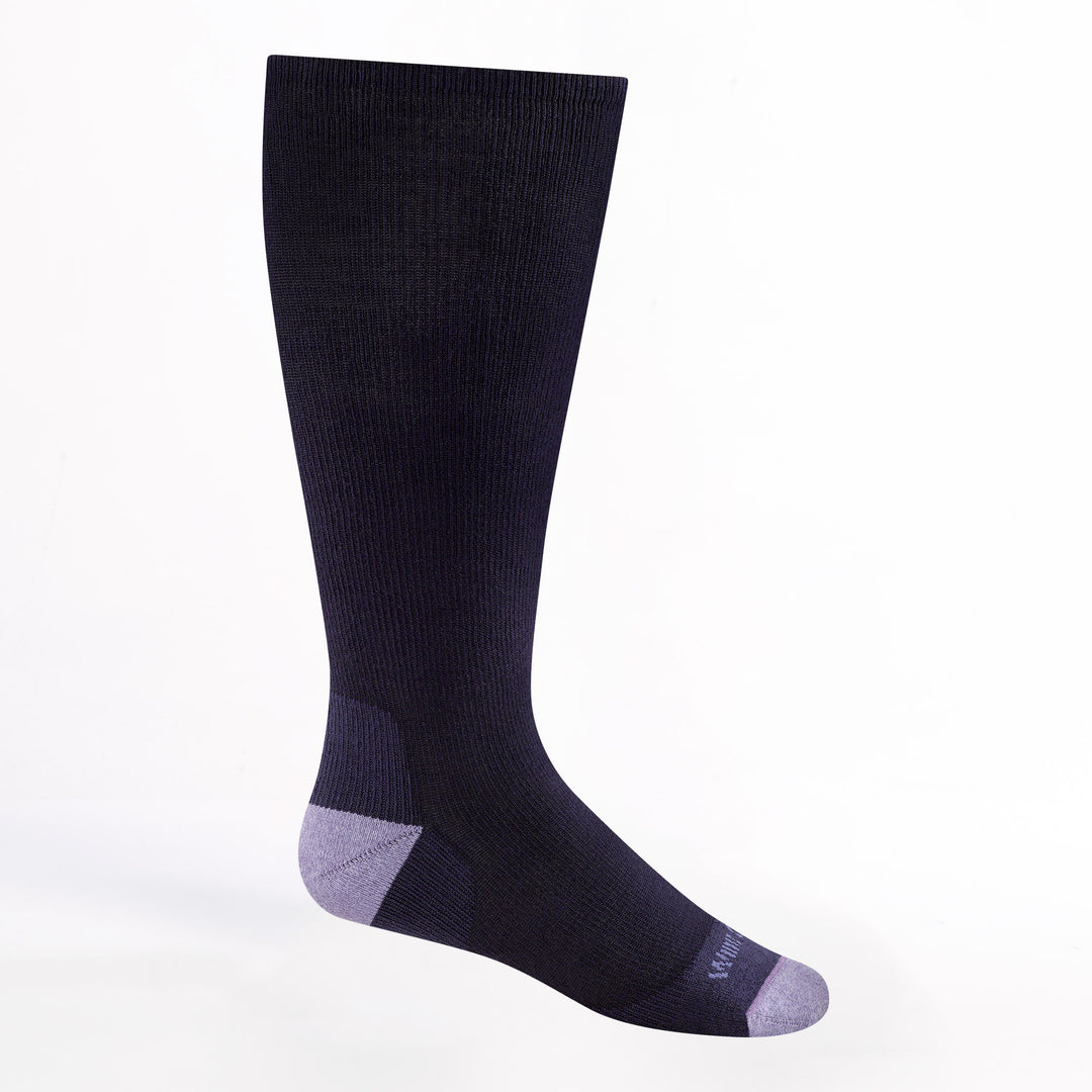 9517 Women's Solid Basic Cushioned knee high in blackberry with purple body with lavender heel/toe and logo