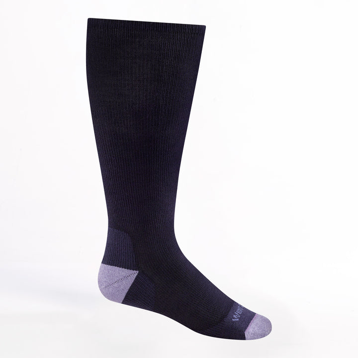 9517 Women's Solid Basic Cushioned knee high in blackberry with purple body with lavender heel/toe and logo