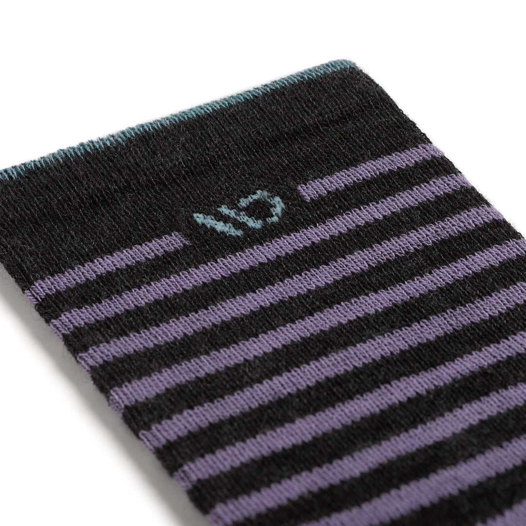 9518 Striped lightweight micro crew in charcoal detail image up close of stripes on cuff