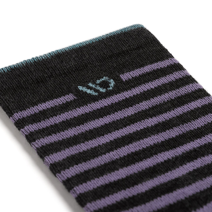 9518 Striped lightweight micro crew in charcoal detail image up close of stripes on cuff