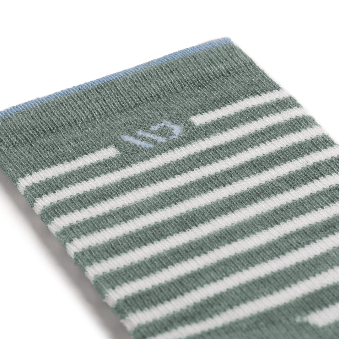 9518 Stripes lightweight micro crew in seafoam detail image up close of stripes on cuff