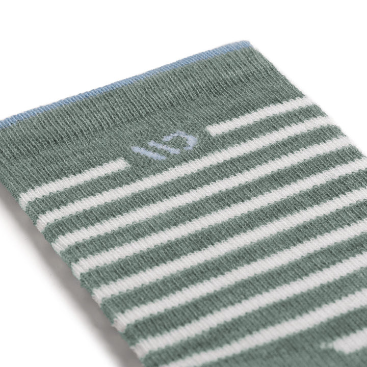 9518 Stripes lightweight micro crew in seafoam detail image up close of stripes on cuff