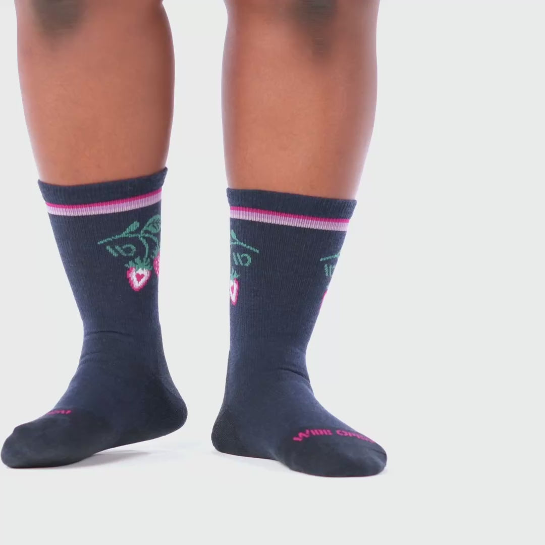 on model video of model in the women's strawberry patch socks