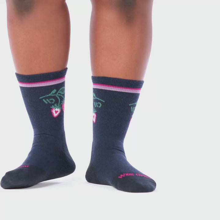 on model video of model in the women's strawberry patch socks